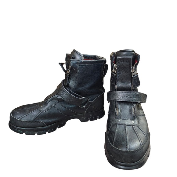 Polo Ralph Lauren Conquest Hi II Mens Biker Black Leather Combat Duck Boots 9D main image 6